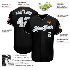 Custom Black Gray-White Authentic Baseball Jersey