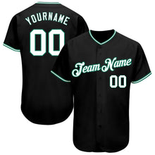 Laden Sie das Bild in den Galerie-Viewer, Custom Black White-Kelly Green Authentic Baseball Jersey
