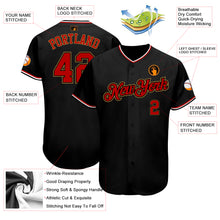 Load image into Gallery viewer, Custom Black Red-Old Gold Authentic Baseball Jersey

