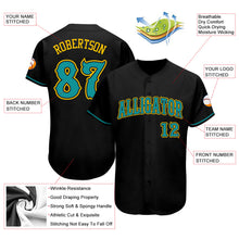 Загрузить изображение в средство просмотра галереи, Custom Black Teal-Gold Authentic Baseball Jersey
