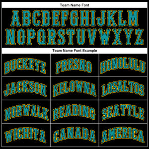 Custom Black Teal-Gold Authentic Baseball Jersey