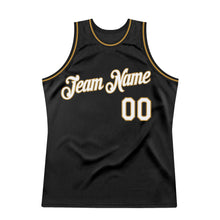Load image into Gallery viewer, Custom Black White-Old Gold Authentic Throwback Basketball Jersey
