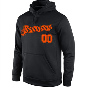 Custom Stitched Black Orange Sports Pullover Sweatshirt Hoodie