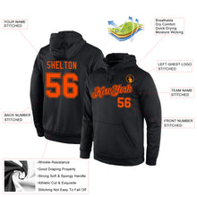 Load image into Gallery viewer, Custom Stitched Black Orange Sports Pullover Sweatshirt Hoodie
