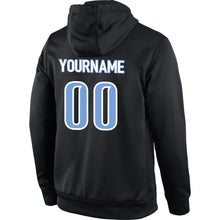 Load image into Gallery viewer, Custom Stitched Black Light Blue-White Sports Pullover Sweatshirt Hoodie
