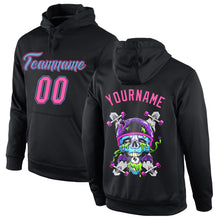 Load image into Gallery viewer, Custom Stitched Black Pink-Light Blue 3D Skull Fashion Sports Pullover Sweatshirt Hoodie
