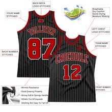 Load image into Gallery viewer, Custom Black White Pinstripe Red-White Authentic Basketball Jersey
