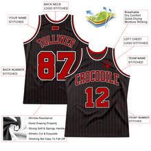 Charger l&#39;image dans la galerie, Custom Black Red Pinstripe Red-White Authentic Basketball Jersey
