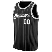 Load image into Gallery viewer, Custom Black White Pinstripe White-Gray Authentic Basketball Jersey
