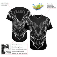 Laden Sie das Bild in den Galerie-Viewer, Custom Black Black-Gray 3D Monster Authentic Baseball Jersey
