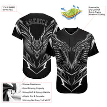 Load image into Gallery viewer, Custom Black Black-Gray 3D Monster Authentic Baseball Jersey
