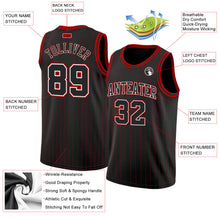 Charger l&#39;image dans la galerie, Custom Black Red Pinstripe Black-White Authentic Basketball Jersey
