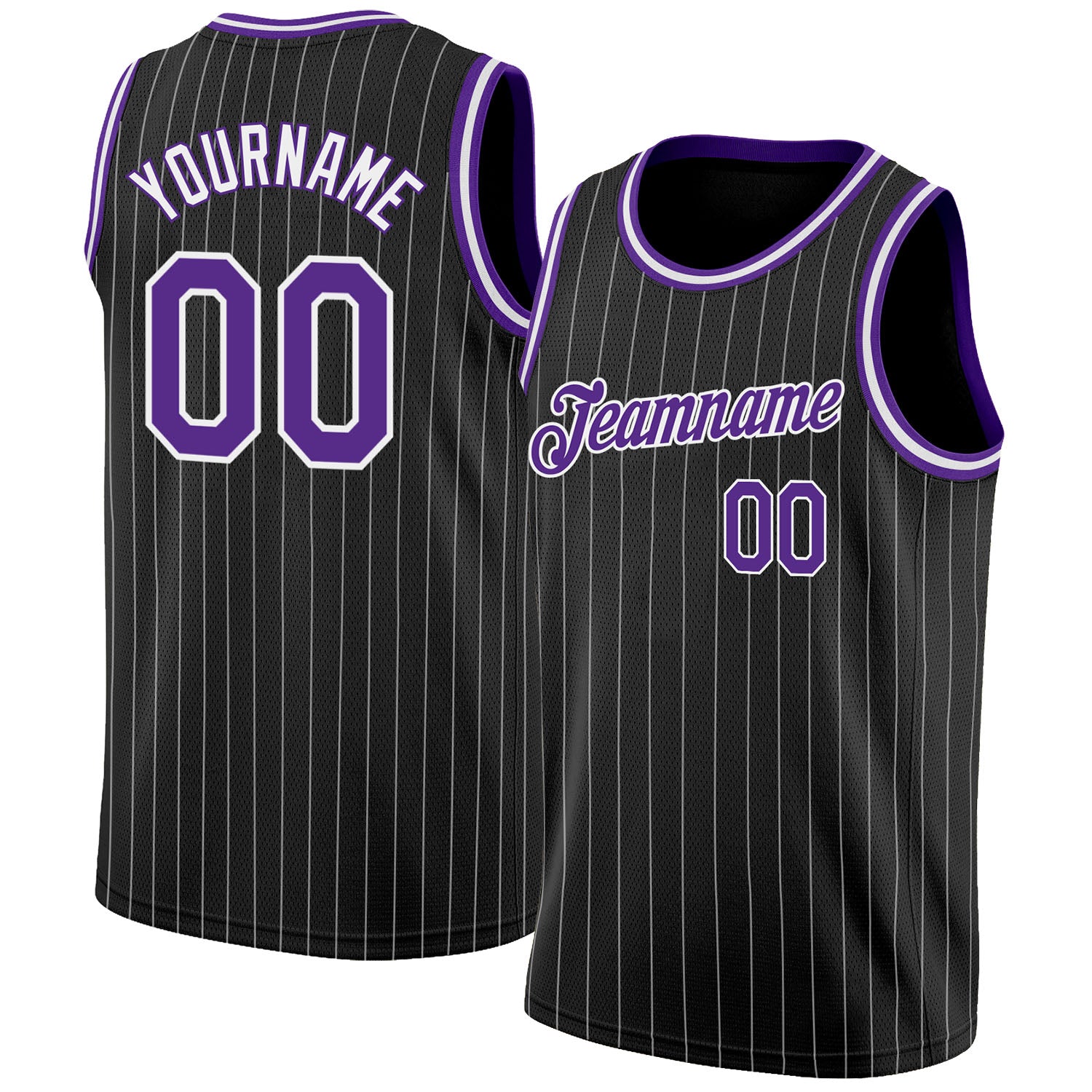 Cheap Custom Black White Pinstripe Purple-White Authentic