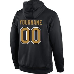 Custom Stitched Black Old Gold-White Sports Pullover Sweatshirt Hoodie