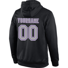 Load image into Gallery viewer, Custom Stitched Black Gray-Purple Sports Pullover Sweatshirt Hoodie
