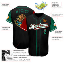 Load image into Gallery viewer, Custom Black Kelly Green-Red Authentic Mexico Two Tone Baseball Jersey
