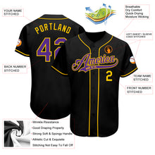 Laden Sie das Bild in den Galerie-Viewer, Custom Black Purple-Gold Authentic Baseball Jersey
