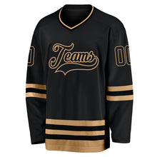Laden Sie das Bild in den Galerie-Viewer, Custom Black Black-Old Gold Hockey Jersey
