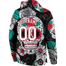 Load image into Gallery viewer, Custom Stitched Black White-Red 3D Skull Fashion Sports Pullover Sweatshirt Hoodie
