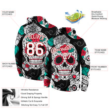 Laden Sie das Bild in den Galerie-Viewer, Custom Stitched Black White-Red 3D Skull Fashion Sports Pullover Sweatshirt Hoodie
