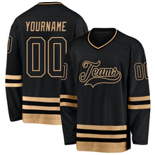 Load image into Gallery viewer, Custom Black Black-Old Gold Hockey Jersey
