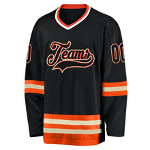 Laden Sie das Bild in den Galerie-Viewer, Custom Black Black-Orange Hockey Jersey
