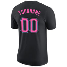 Load image into Gallery viewer, Custom Black Pink-Light Blue Performance T-Shirt
