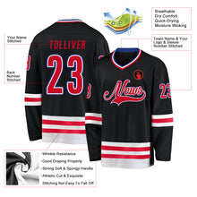 Load image into Gallery viewer, Custom Black Red-White Hockey Jersey
