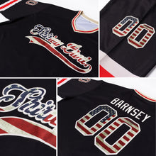 Load image into Gallery viewer, Custom Black Vintage USA Flag-Cream Hockey Jersey
