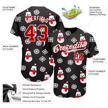 Laden Sie das Bild in den Galerie-Viewer, Custom Black Red-White Christmas 3D Authentic Baseball Jersey
