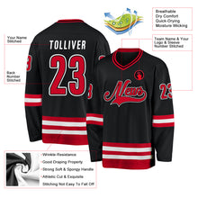 Laden Sie das Bild in den Galerie-Viewer, Custom Black Red-White Hockey Jersey
