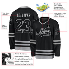 Load image into Gallery viewer, Custom Black Black-Gray Hockey Jersey
