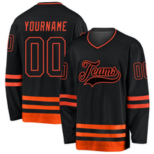 Laden Sie das Bild in den Galerie-Viewer, Custom Black Black-Orange Hockey Jersey
