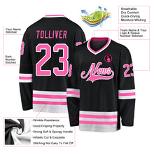 Laden Sie das Bild in den Galerie-Viewer, Custom Black Pink-White Hockey Jersey

