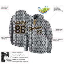 Laden Sie das Bild in den Galerie-Viewer, Custom Stitched Black Black-Old Gold 3D Pattern Design Snakeskin Sports Pullover Sweatshirt Hoodie
