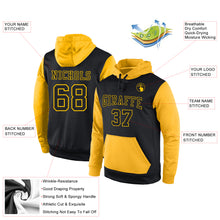 Laden Sie das Bild in den Galerie-Viewer, Custom Stitched Black Black-Gold Sports Pullover Sweatshirt Hoodie
