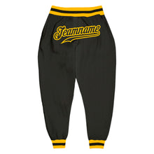 Load image into Gallery viewer, Custom Black Black-Gold Sports Pants
