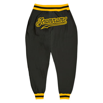 Custom Black Black-Gold Sports Pants