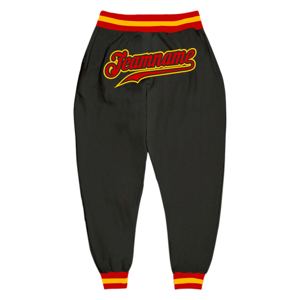 Custom Black Red-Gold Sports Pants