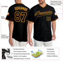 Загрузить изображение в средство просмотра галереи, Custom Black Black-Gold Authentic Baseball Jersey
