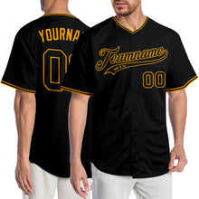 Загрузить изображение в средство просмотра галереи, Custom Black Black-Gold Authentic Baseball Jersey
