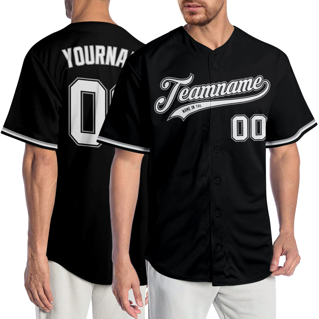 Custom Black White-Gray Authentic Baseball Jersey