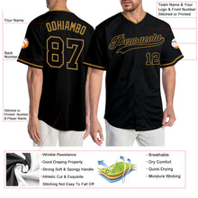 Загрузить изображение в средство просмотра галереи, Custom Black Black-Old Gold Authentic Baseball Jersey
