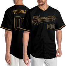Laden Sie das Bild in den Galerie-Viewer, Custom Black Black-Old Gold Authentic Baseball Jersey
