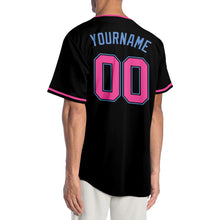 Load image into Gallery viewer, Custom Black Pink-Light Blue Authentic Baseball Jersey
