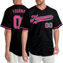 Load image into Gallery viewer, Custom Black Pink-White Authentic Baseball Jersey
