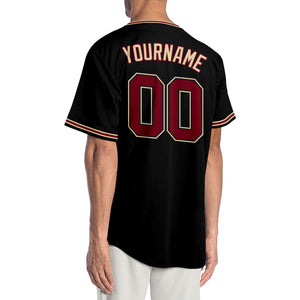 Custom Black Crimson-City Cream Authentic Baseball Jersey