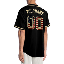 Загрузить изображение в средство просмотра галереи, Custom Black Vintage USA Flag-Cream Authentic Baseball Jersey
