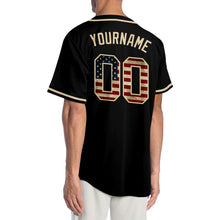 Load image into Gallery viewer, Custom Black Vintage USA Flag-Cream Authentic Baseball Jersey
