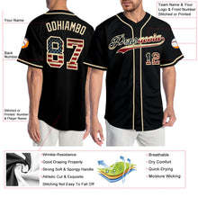 Загрузить изображение в средство просмотра галереи, Custom Black Vintage USA Flag-Cream Authentic Baseball Jersey
